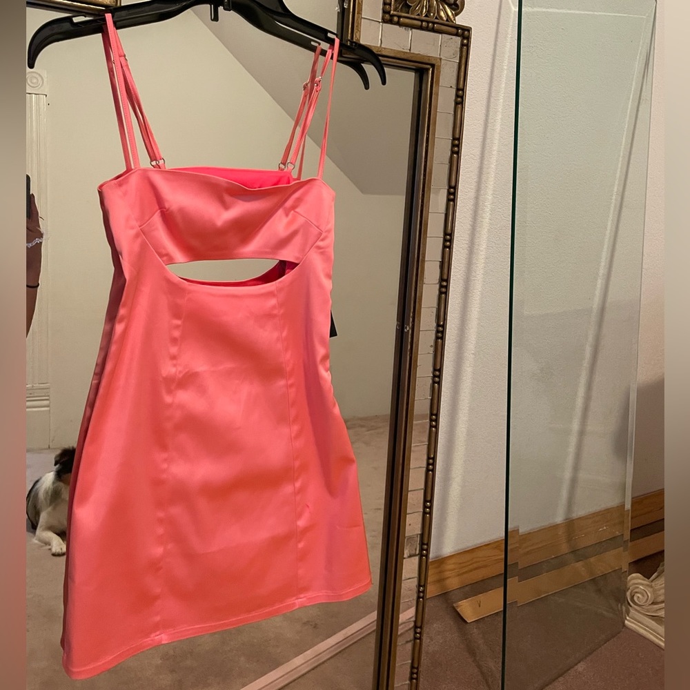 White fox hot pink mini dress